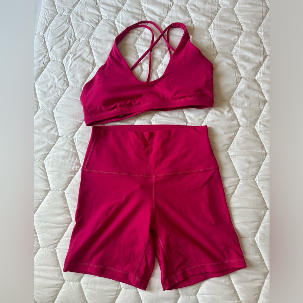 LULULEMON Pink Sports Bra and Shorts Set